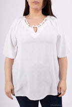 Plus Size Plush blouse in large detail for summer for summer