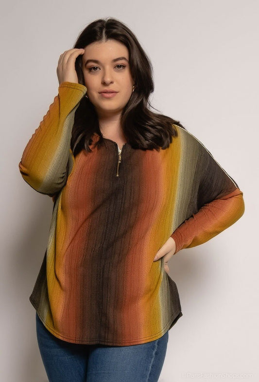 Plus Size Rainbow Blouse för Stora Storlekar