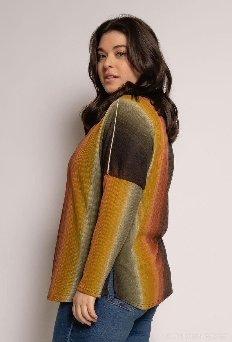 Plus Size Rainbow Blouse för Stora Storlekar