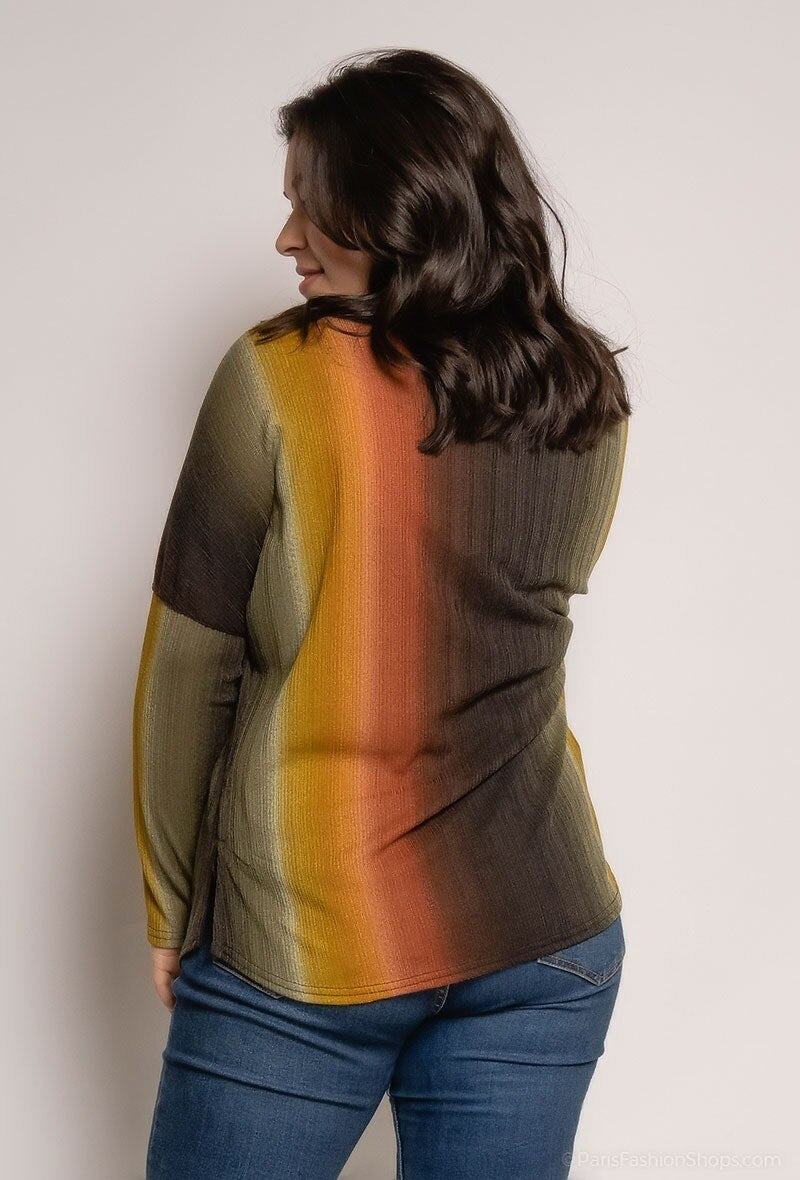 Plus Size Rainbow Blouse för Stora Storlekar