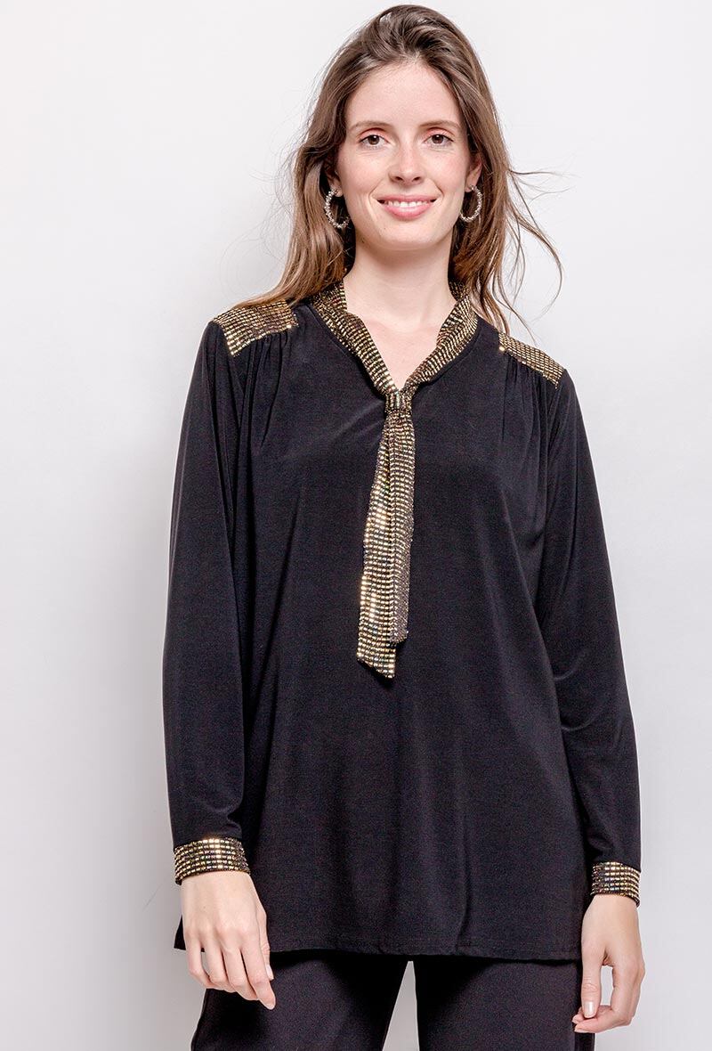 Plus Size Blus med Knytkrage