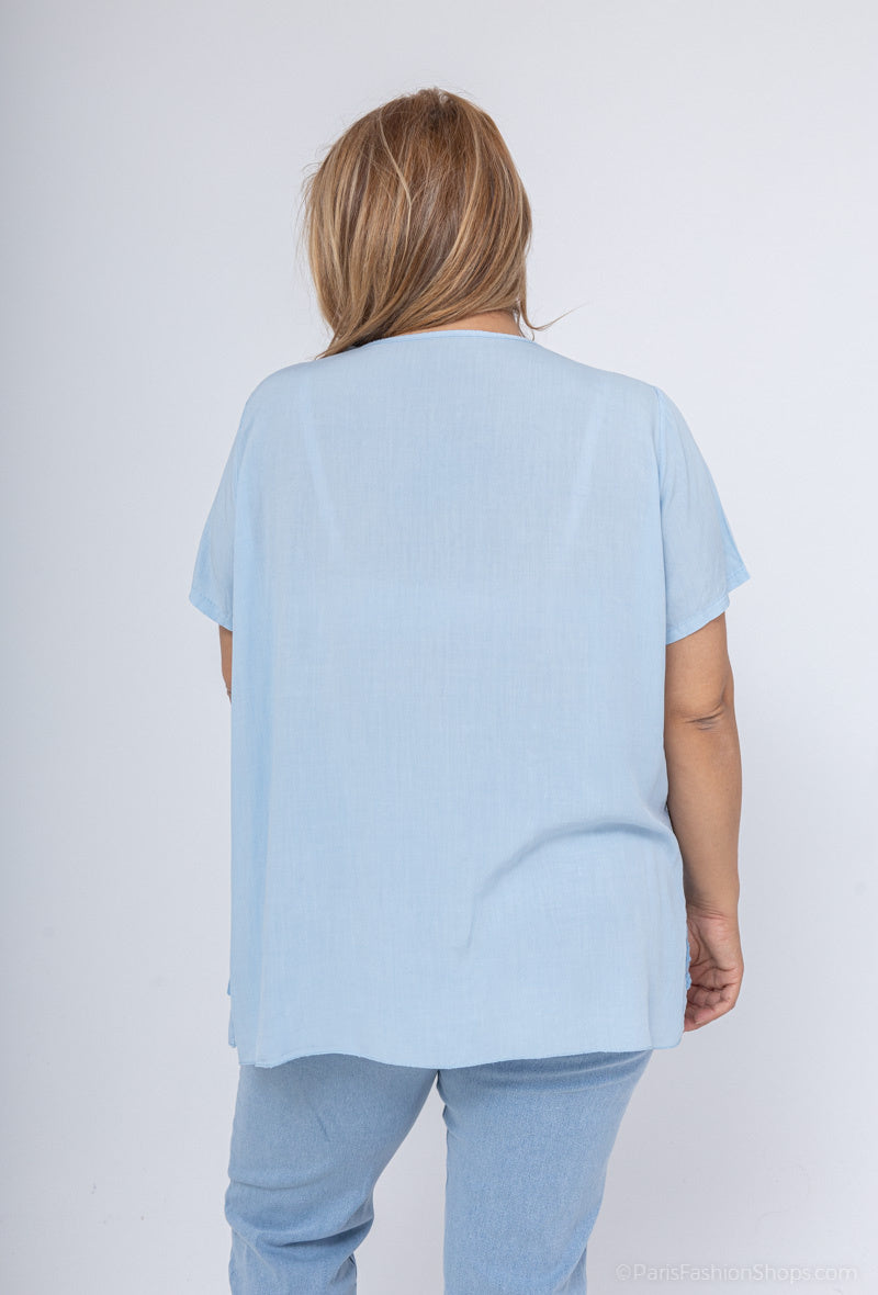 Plus Size Blus med Spets