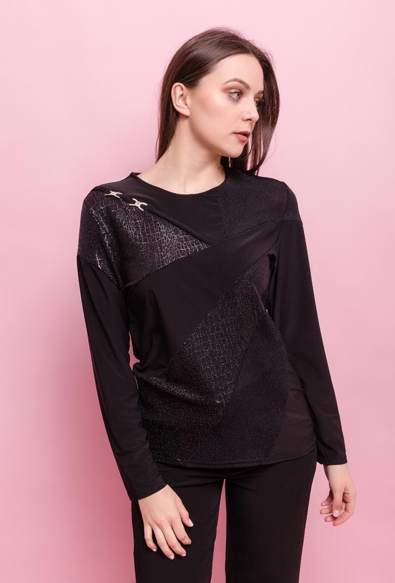 Plus Size Blus med Glansiga Detaljer