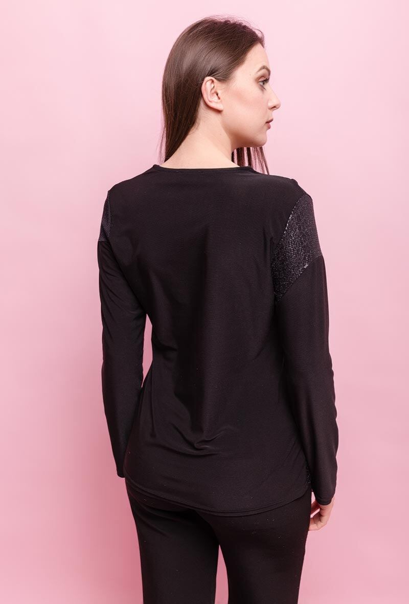 Plus Size Blus med Glansiga Detaljer