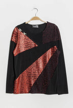 Plus Size Blus med Glansiga Detaljer