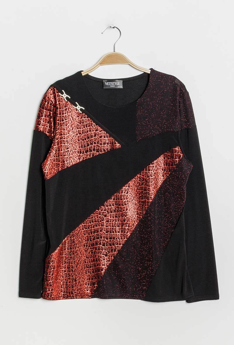 Plus Size Blouse med Glänsande Detaljer