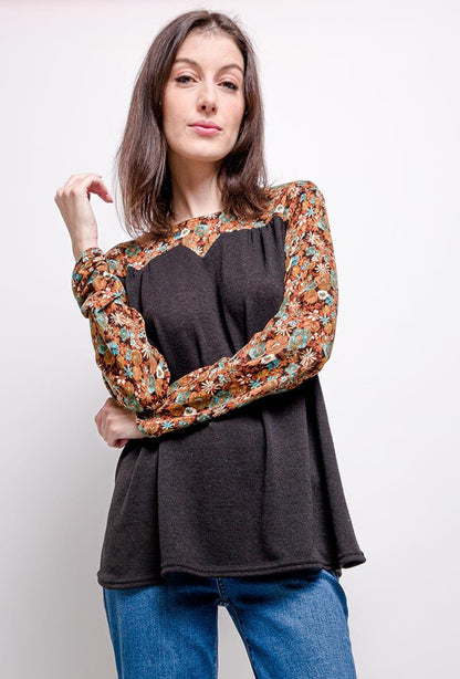 Blus i Plus Size med Blomstertryck