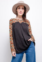 Plus Size Blus med Blommönster