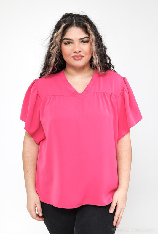 Plus Size Blus med Volangärmar