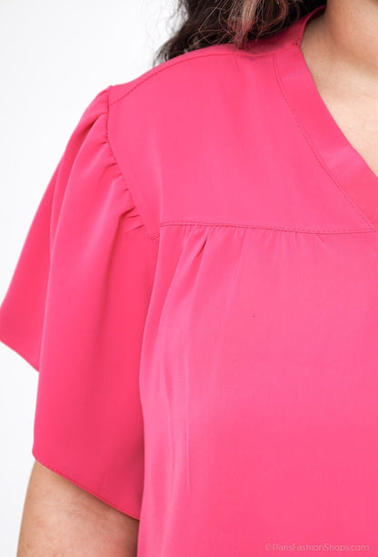 Plus Size Blus med Volangärmar