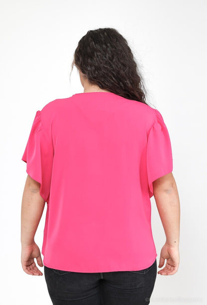 Plus Size Blus med Volangärmar