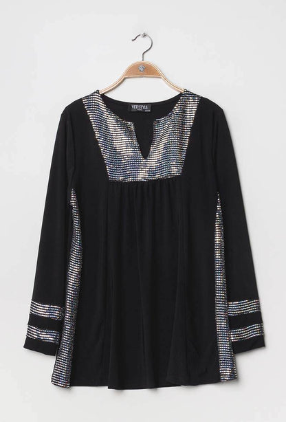 Plus Size Blouse with Sequins