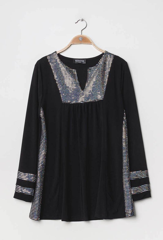 Plus Size Blouse with Sequins
