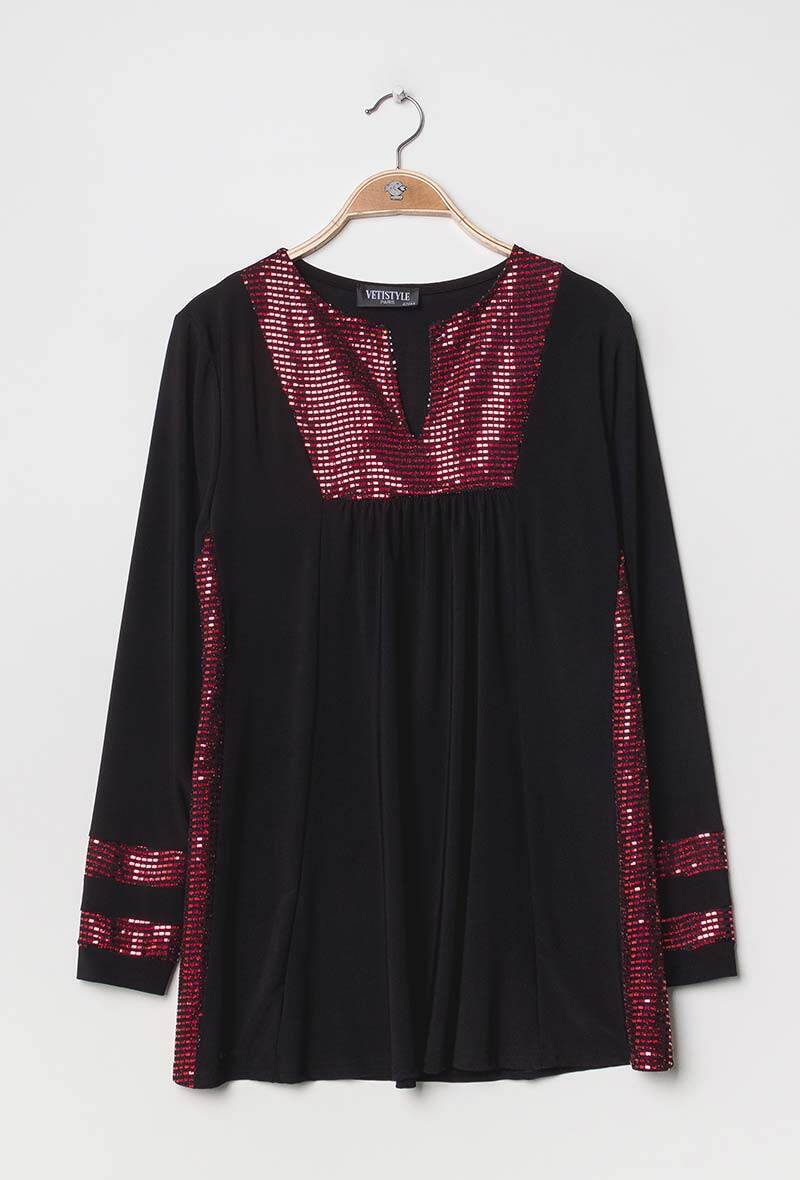 Plus Size Blus med Paljetter