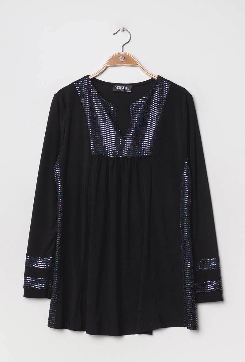 Plus Size Blus med Paljetter