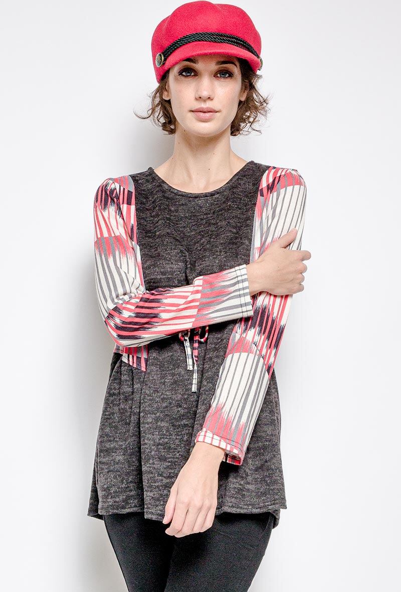 Plus Size Bi-material Blus för Stora Storlekar