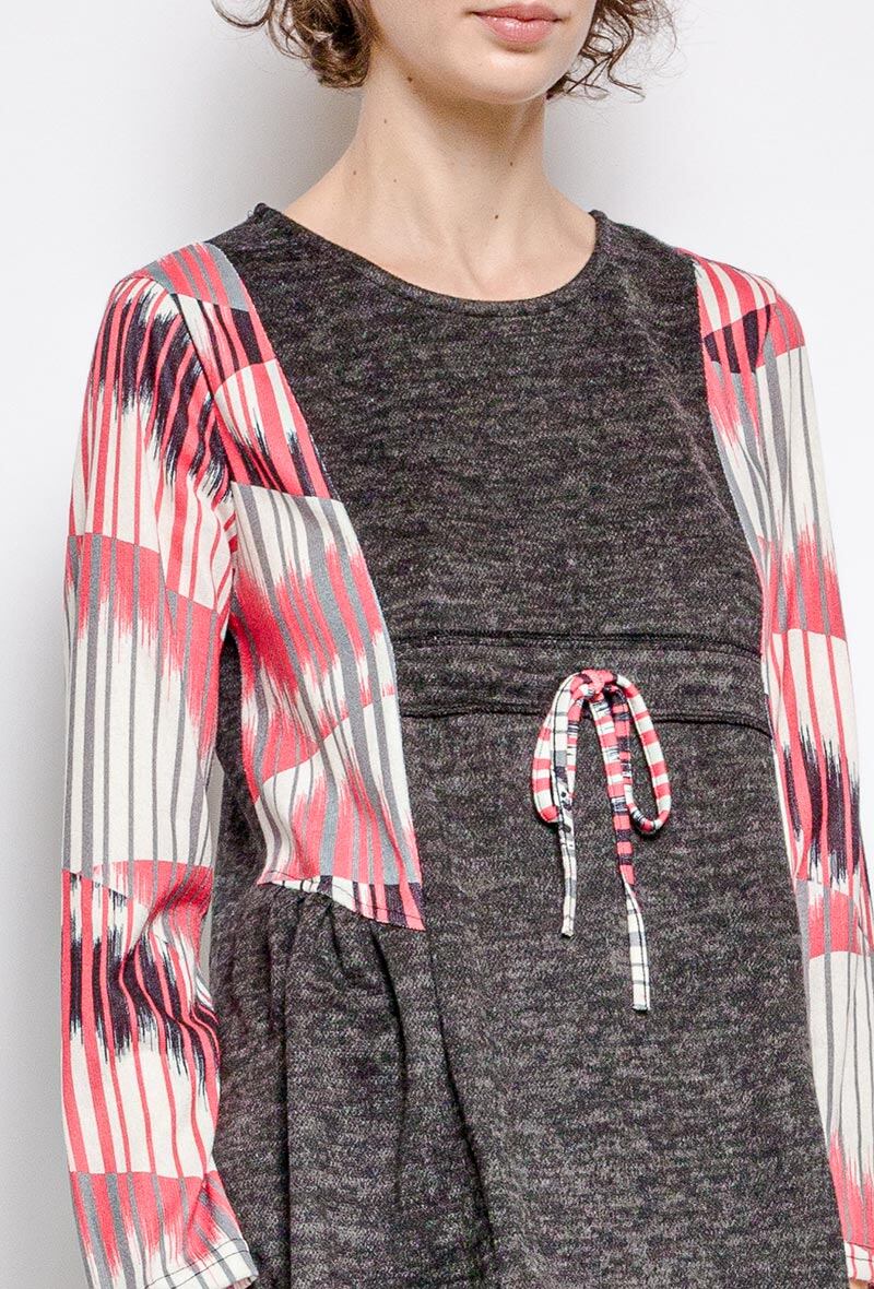 Plus Size Bi-material Blus för Stora Storlekar