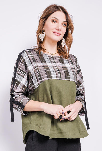 Plus Size Bi-material blouse