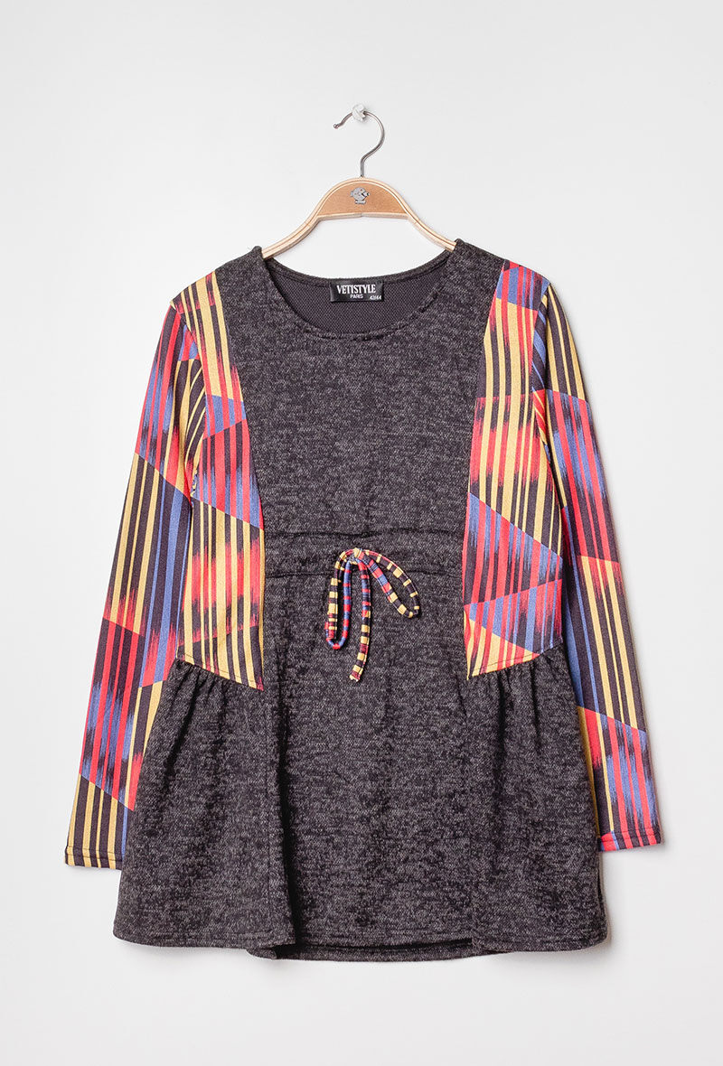 Plus Size Bi-material Blus för Stora Storlekar