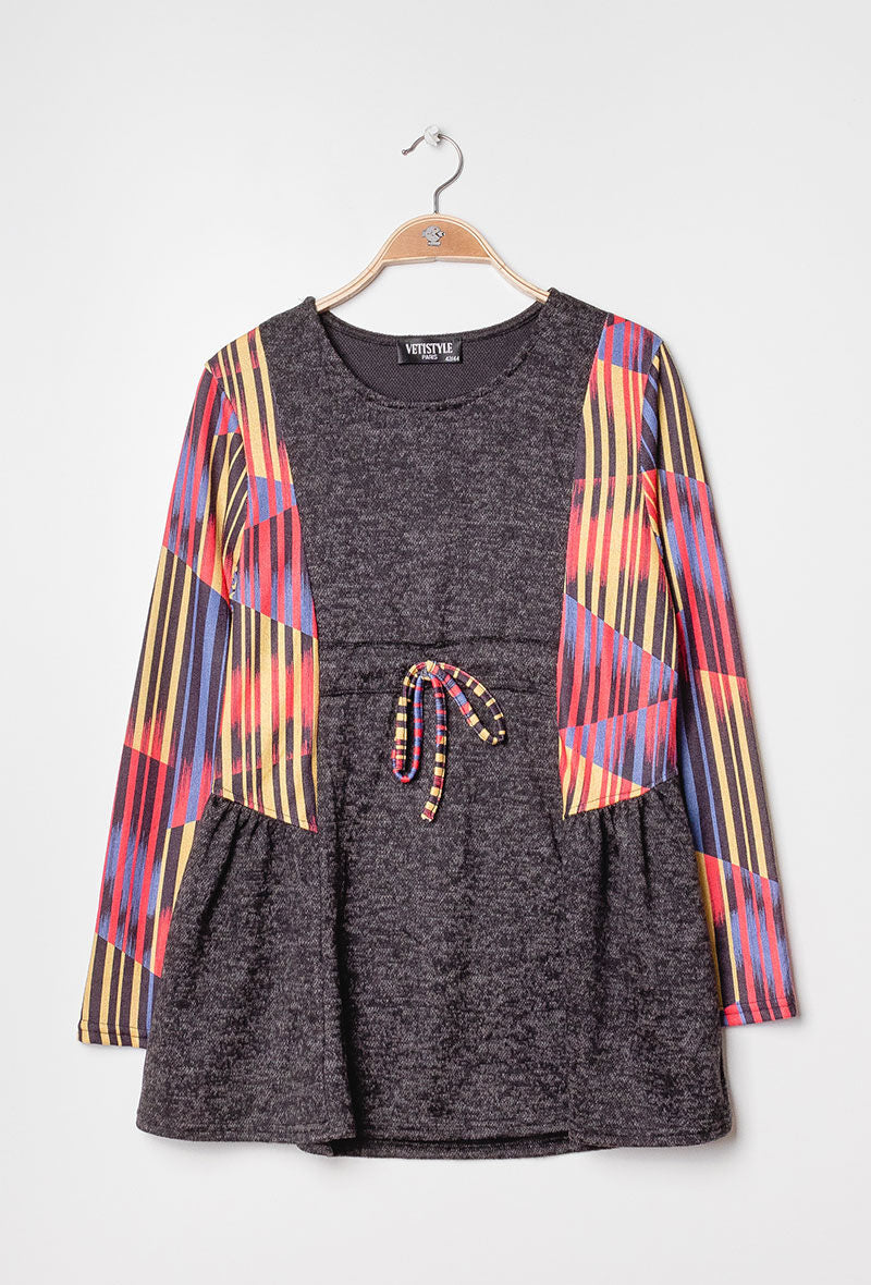 Plus Size Bi-material Blus