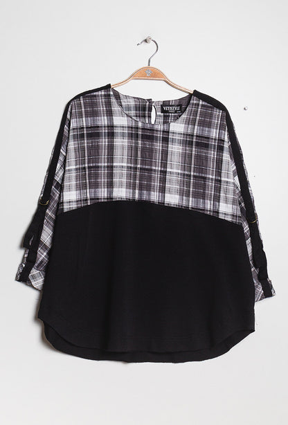 Plus Size Bi-material Blus