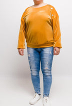 Plus Size Knappad Sammet Blus