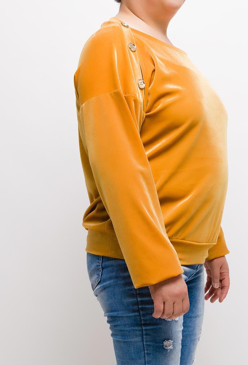 Plus Size Buttoned Velvet Blouse