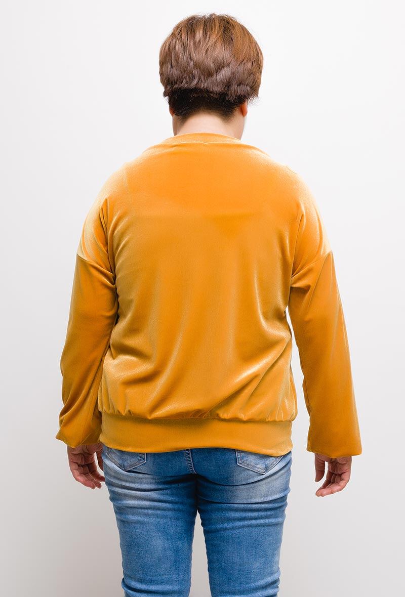 Plus Size Knappad Sammet Blus