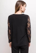 Plus Size Glänsande Blus med Spets