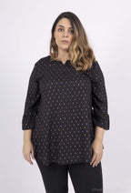 Plus Size Viskos V-ringad Blus med Utsvängda Ärmar