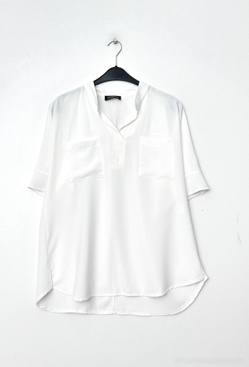 Plus Size Blous in front with two pocket