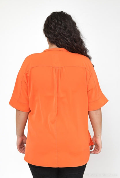 Plus Size Blous med Två Fickor