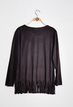 Plus Size Suede Blus med Fringes