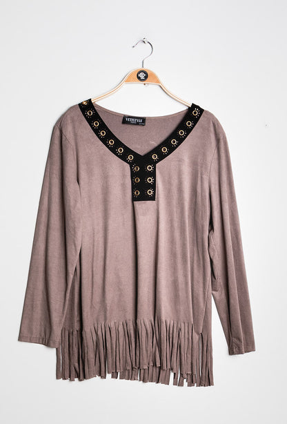 Plus Size Suede blouse