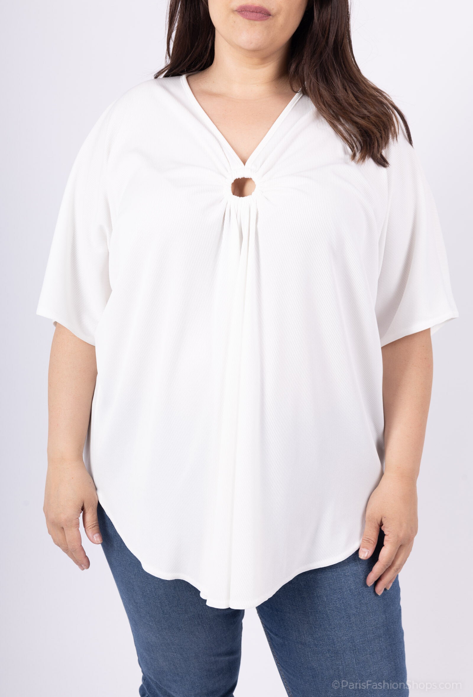 Plus Size Sommarblus med V-hals