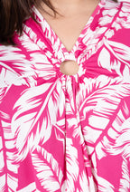 Plus Size V-neck blus med cirkelformad ärm för sommaren