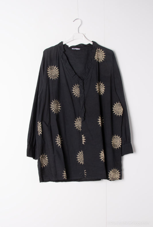 Plus Size Cotton Blouse with Embroideries