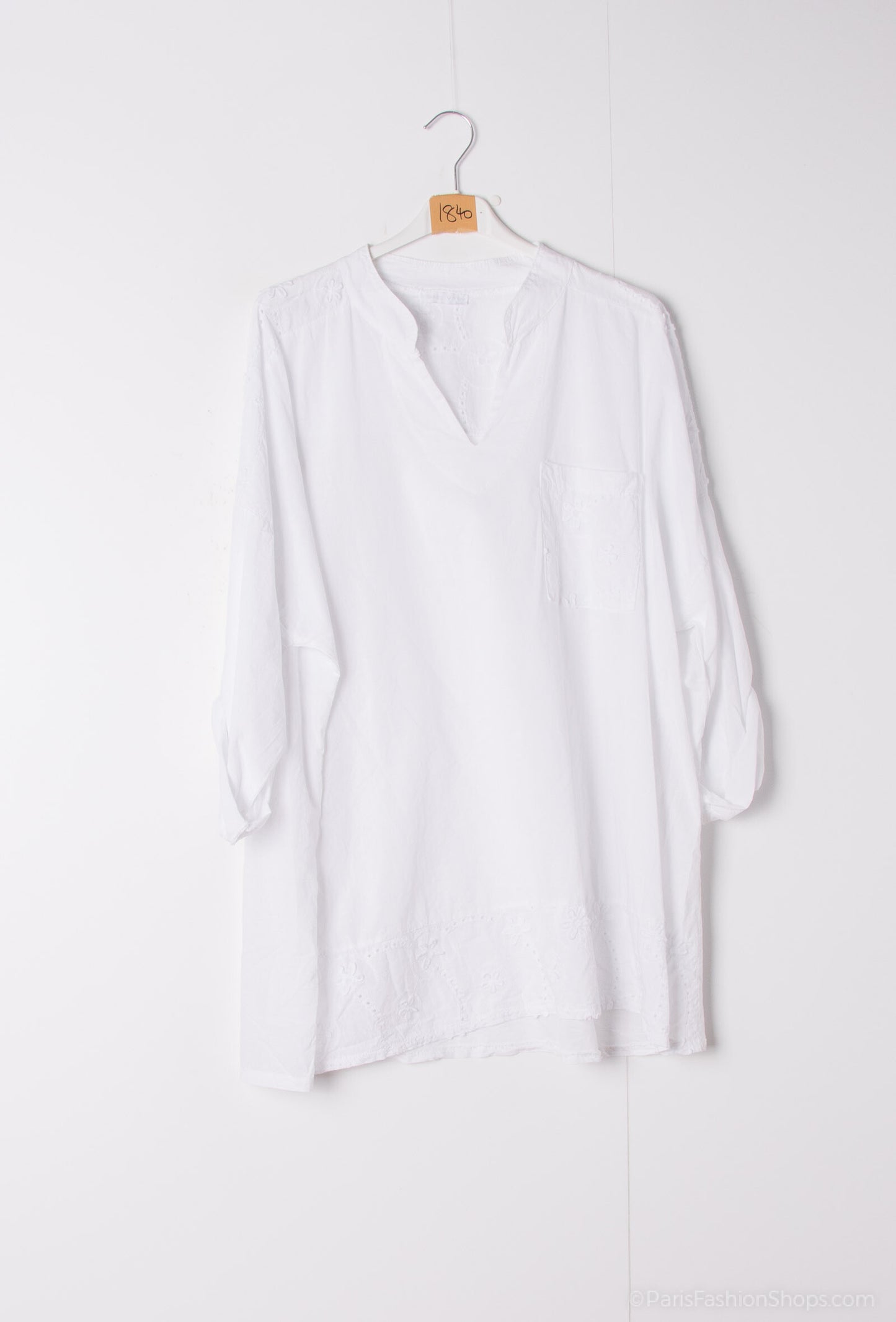 Plus Size Cotton blouse with english embroidery