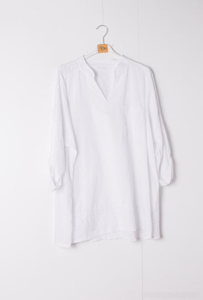 Plus Size Cotton blouse with english embroidery