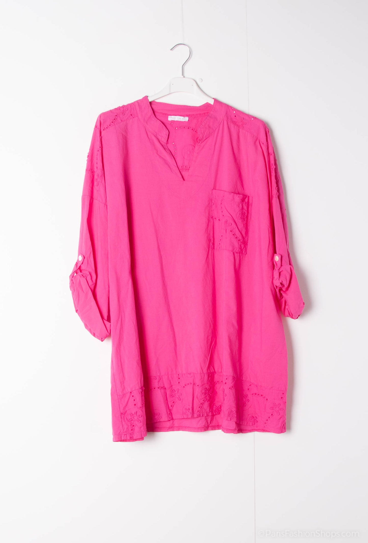 Plus Size Cotton blouse with english embroidery