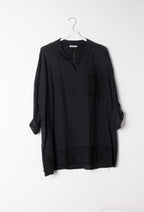Plus Size Bomull Blus med Engelsk Broderi
