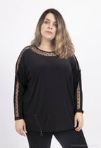 Plus Size Prickig Spetsblus med Långa Batwingärmar