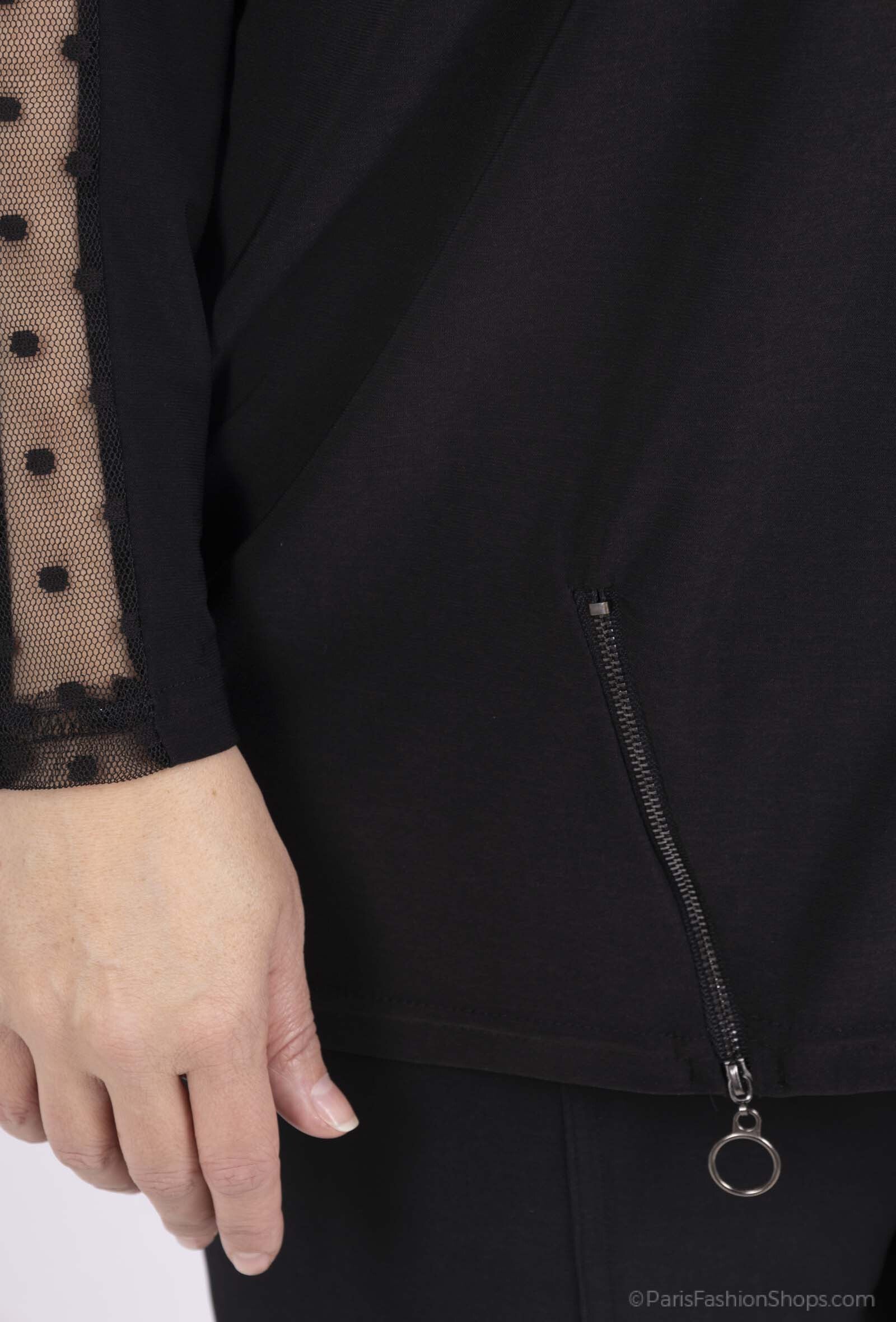 Plus Size Prickig Spetsblus med Långa Batwingärmar