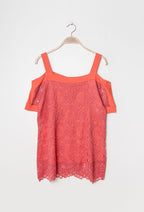 Plus Size Spetsblus med Kalla Axlar