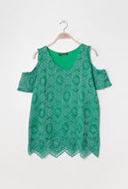Plus Size Lace Blus med Kallaxel