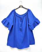 Cotton gauze off-shoulder blouse i Stor Storlek