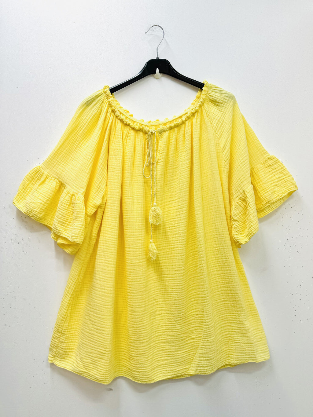 Plus Size Cotton Gauze Off-Shoulder Blus