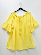Plus Size Cotton Gauze Off-Shoulder Blus