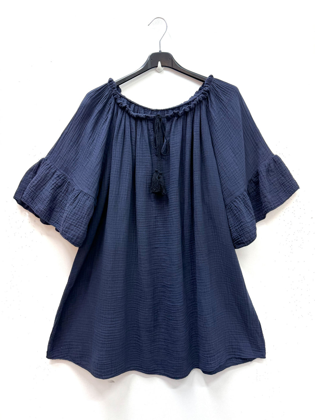 Plus Size Cotton Gauze Off-Shoulder Blus