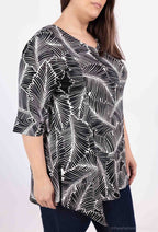 Plus Size Cross-back Printed Blouse